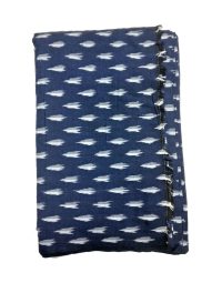 25A Navy Blue & White Ikat designed Handwoven Fabric Material