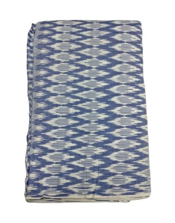 Ink Blue & White Diamond cut Ikat Designed Handwoven Fabric Material