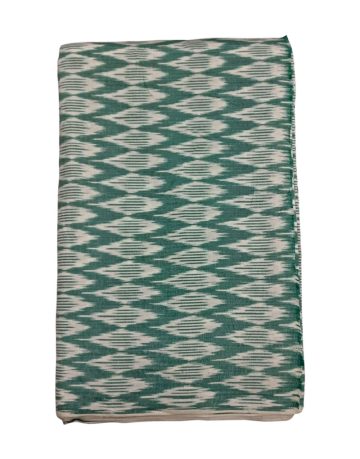 Green & White Diamond cut Ikat Designed Handwoven Fabric Material