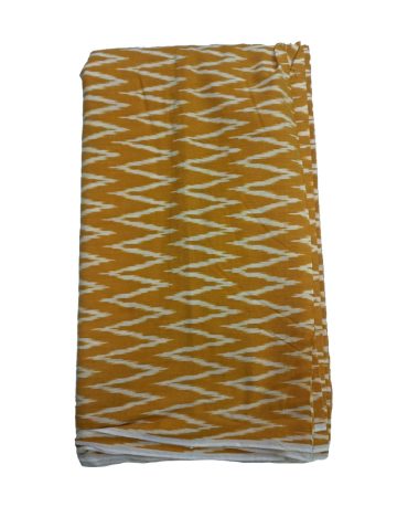 Yellow & White Waves design Ikat Handwoven Fabric Material
