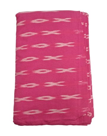 Pink & White designed Ikat Handwoven Fabric Material