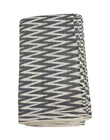 Gray & White Waves design Ikat Handwoven Fabric Material
