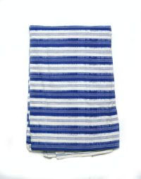 A1 Blue & White lines Double Ikat Designed Handwoven Fabric Material