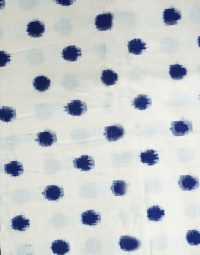 Navy Blue circles white coloured Double Ikat Designed Handwoven Fabric Material