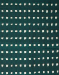 C1 Green & White boxes Double Ikat Designed Handwoven Fabric Material