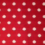 Red Colour White Circles Double Ikat Designed Handwoven Fabric Material