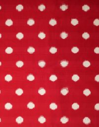 E1 B1 Red colour White circles Double Ikat Designed Handwoven Fabric Material