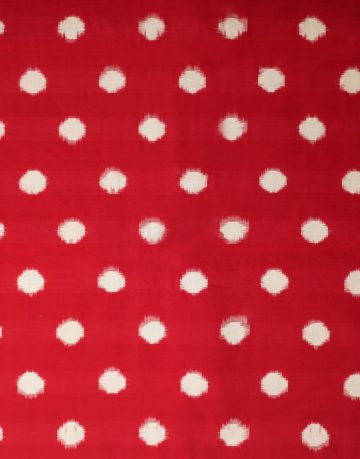 Red Colour White Circles Double Ikat Designed Handwoven Fabric Material