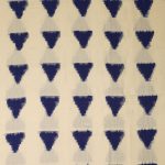White colour Blue triangles Double Ikat Designed Handwoven Fabric Material