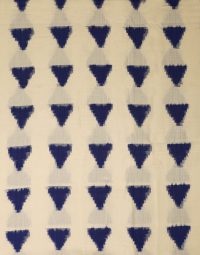 G1White colour Blue triangles Double Ikat Designed Handwoven Fabric Material