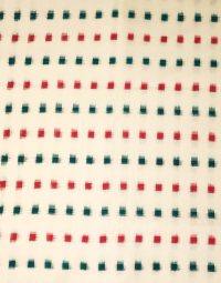 J1 White with Red & Green Double Ikat Designed Handwoven Fabric Material
