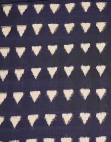 Navy Blue White triangles Double Ikat Designed Handwoven Fabric Material