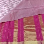 Light Pink Ikat Mercerized Zari border Saree with blouse